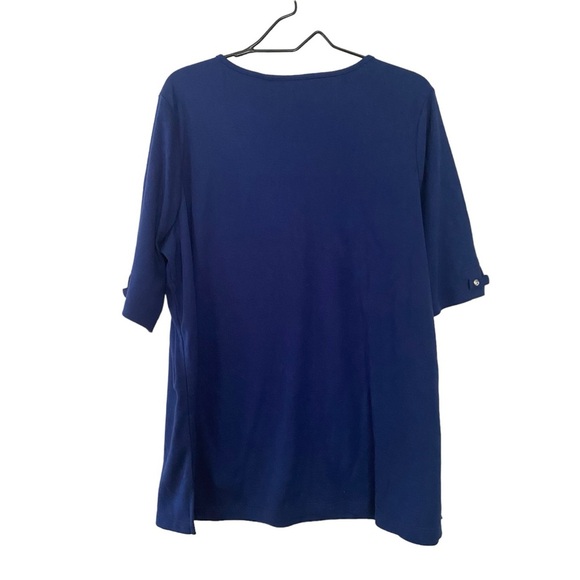 Quacker Factory Blue Short Sleeve T Shirt Women’s Size XL Tee Cotton Blend - Picture 2 of 8